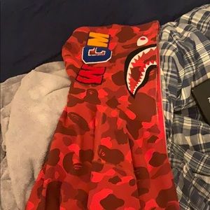Bape Red Camo Shark Hoodie